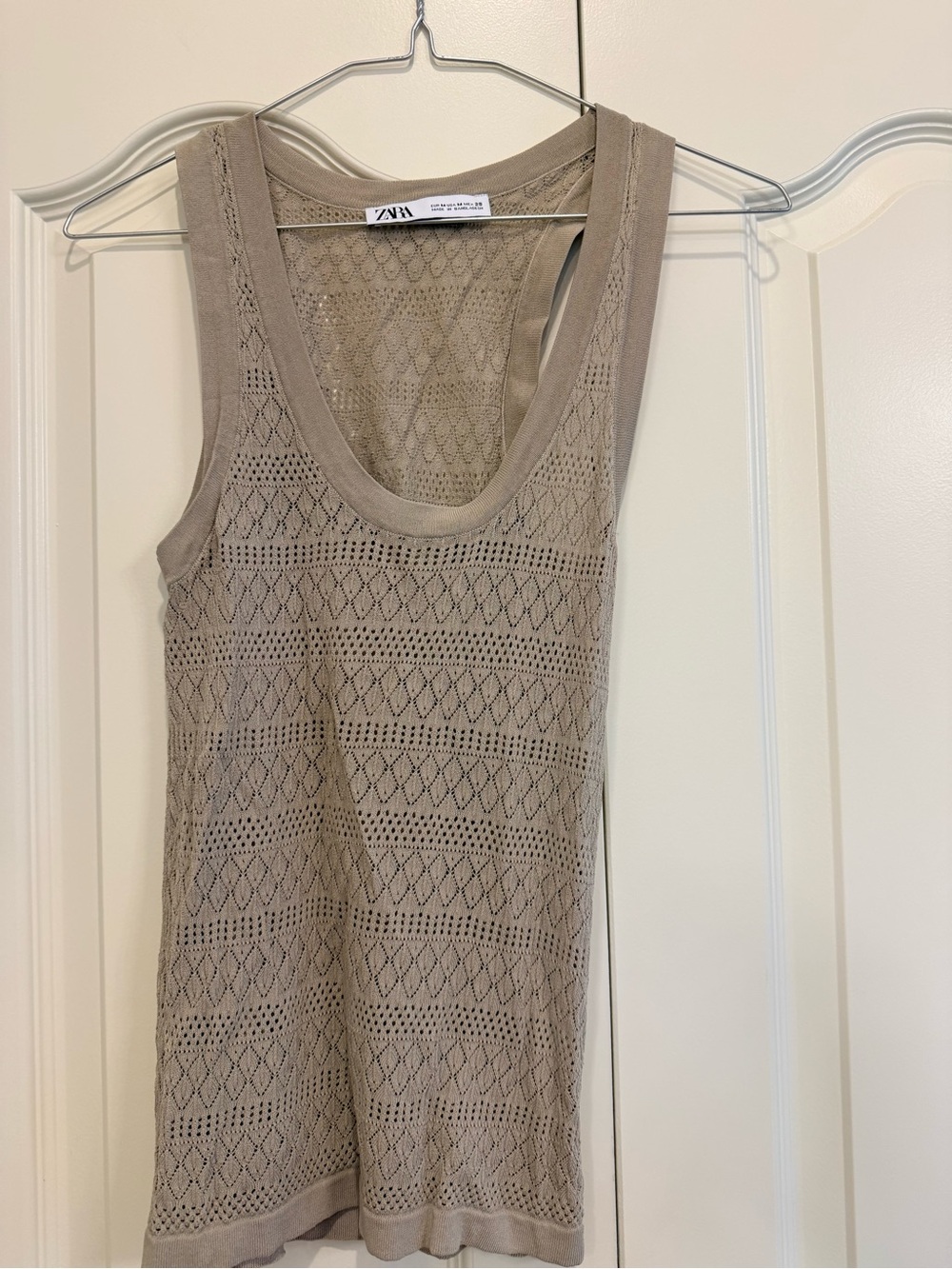 Zara Taupe Crochet Scoop Neck Tank-Size Medium (Fits like Small)